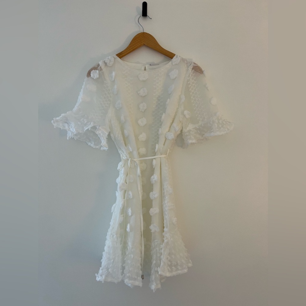Flowy Ruffle Puff Bridal Mini Dress